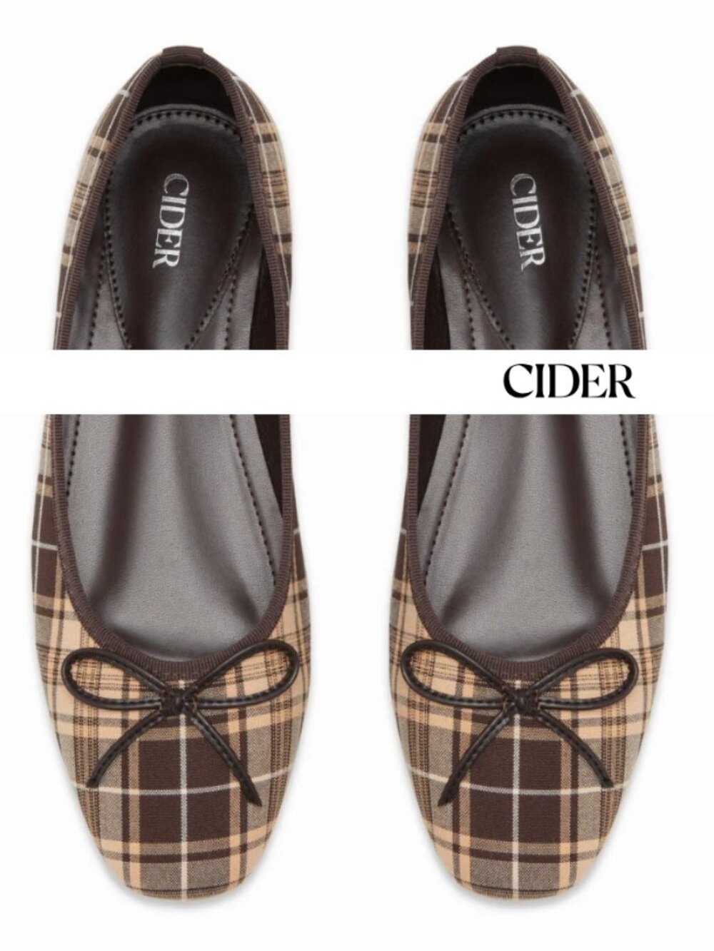 Cider Bow Decor Square Toe Ballet Flats Brown & Tan - Size 6 - Worn Once!